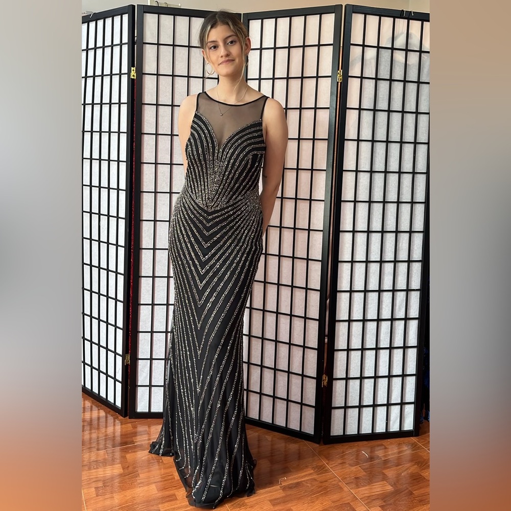 Adrianna Papell Beaded Illusion Mermaid Gown